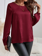 EMERY ROSE Long Sleeve Shirt,Women's Round-Neck Long-Sleeve Elegant Pink Shirt
